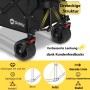 Detailaufnahme des Sekey Bollerwagen: Fokus auf Räder und verbesserte Lenkung mit Dreiecksstruktur.