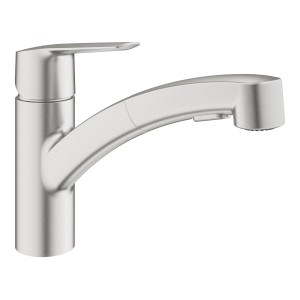 Grohe QuickFix Spültischarmatur Start Supersteel mit ausziehbarer Dualbrause.