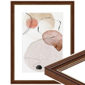 Antiker Bilderrahmen aus Holz, braun mit Goldkante, für Fotos 30x40 cm.