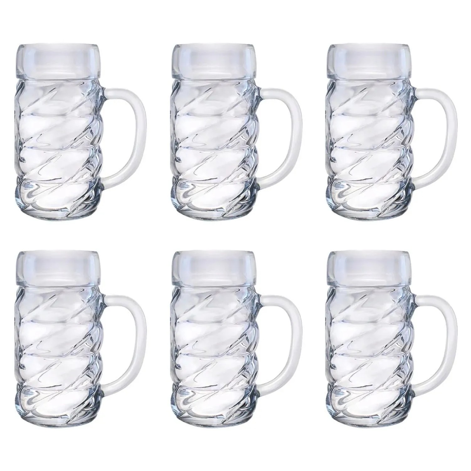 Ich-Zapfe Biergläser Set 6er Diamond 1 Liter Klar Glas