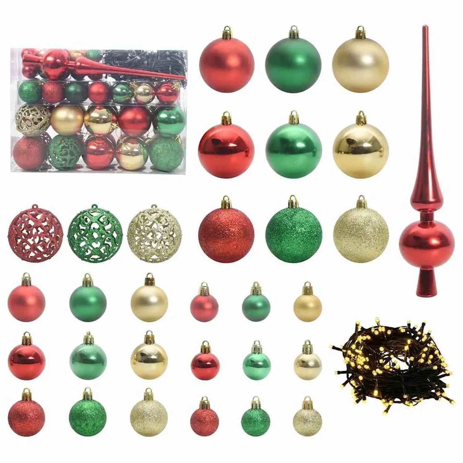 vidaXL Weihnachtskugel-Set mit 150 LEDs 61-Tlg Mehrfarbig Kunststoff 42018841