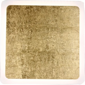 Quadratische LED-Deckenleuchte Solaris in Gold-Weiß-Schwarz (41x41cm) für stimmungsvolle Beleuchtung.
