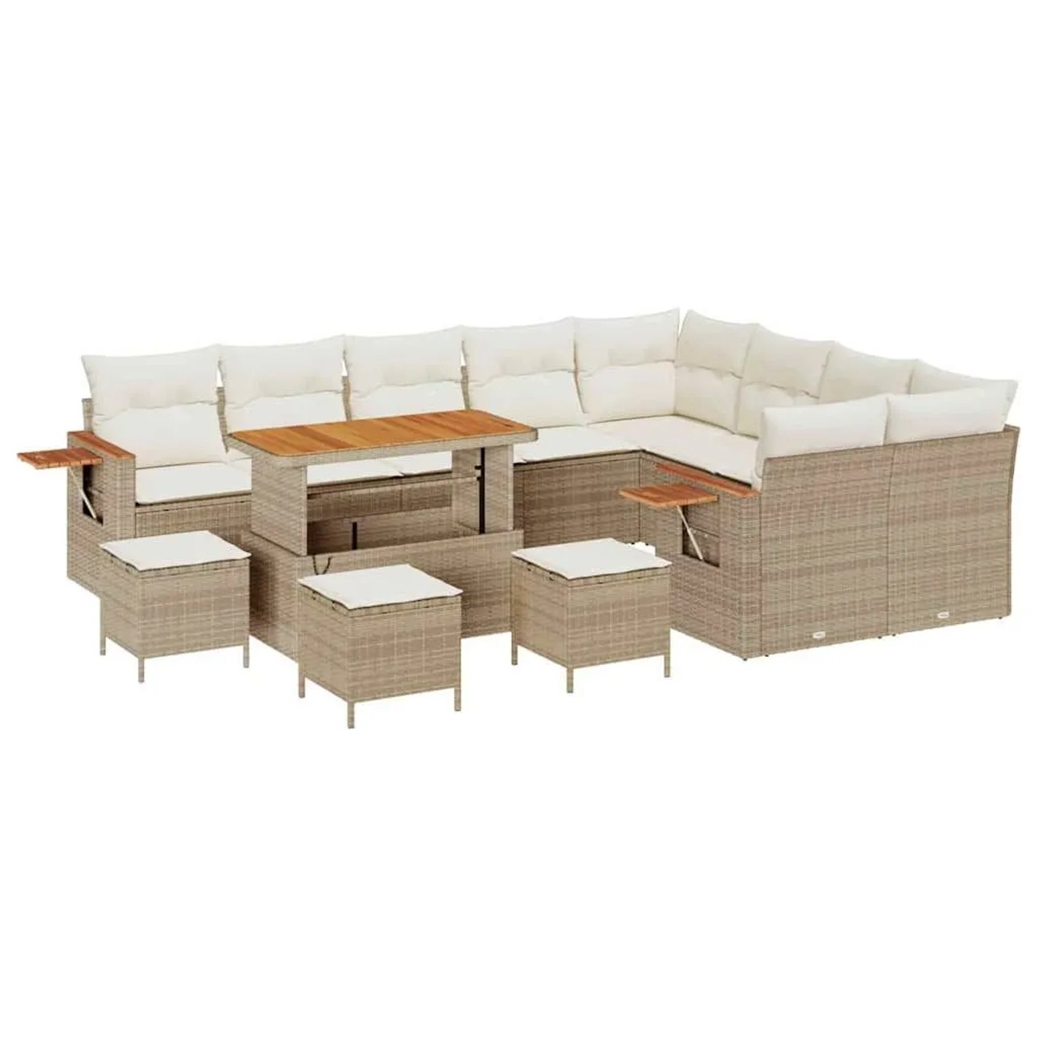 vidaXL Gartensofa-Set mit Kissen 14 Stk Beige und Creme Poly-Rattan 3365171 günstig online kaufen