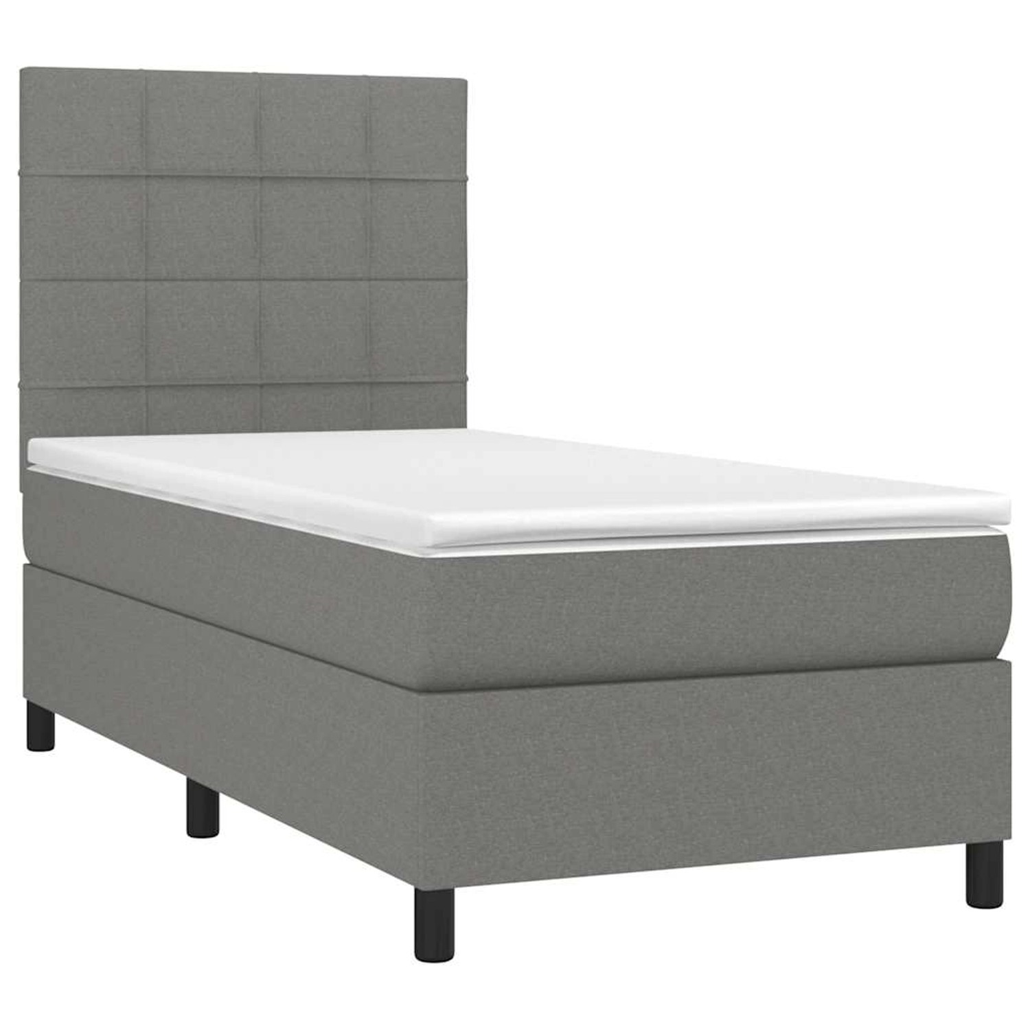 vidaXL Boxspringbett mit Matratze & LED Dunkelgrau 80x200 cm Stoff 3134830 günstig online kaufen
