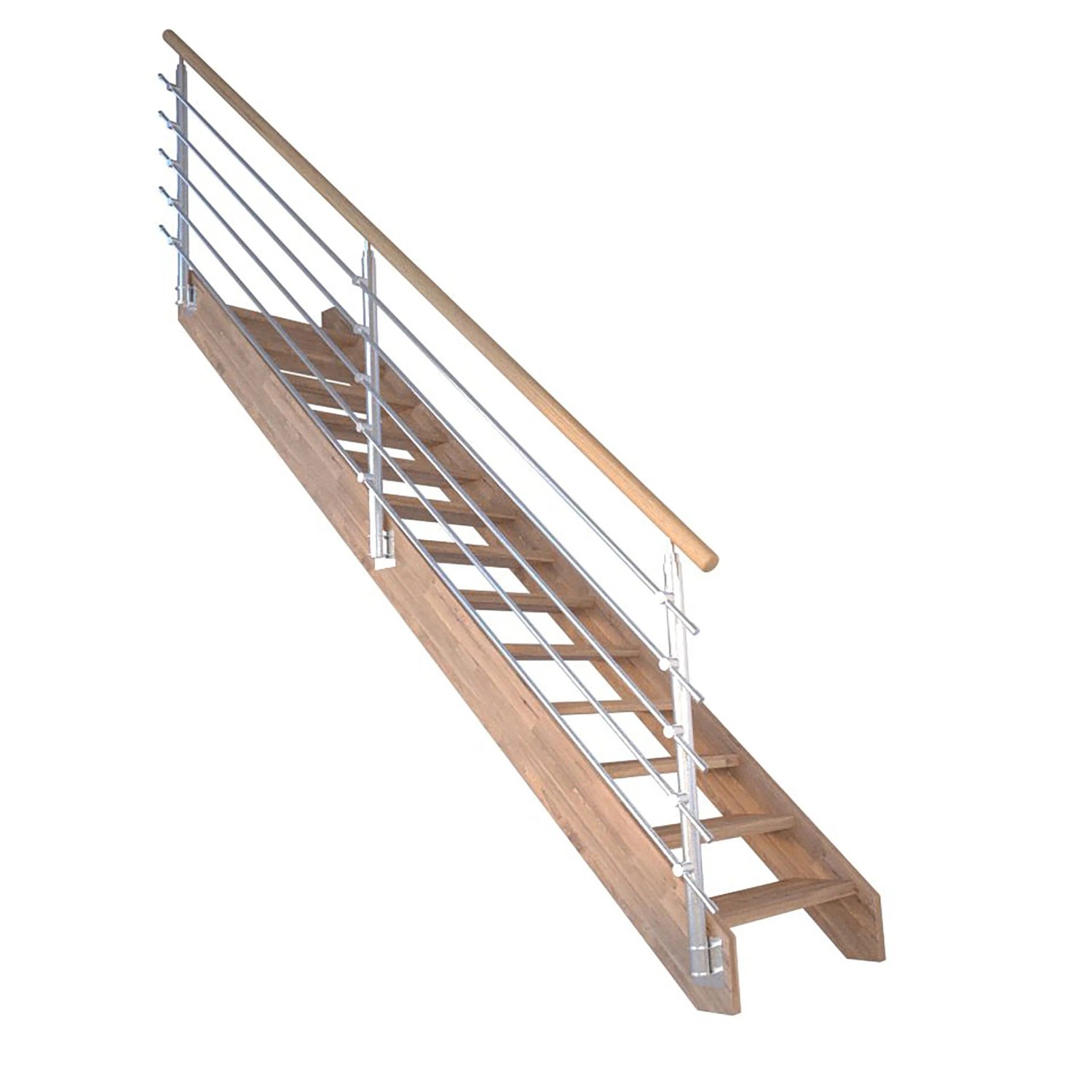 Treppe Mykonos Pro Eiche Gerade 80 cm Design-Geländer-Edelstahl FSC® günstig online kaufen