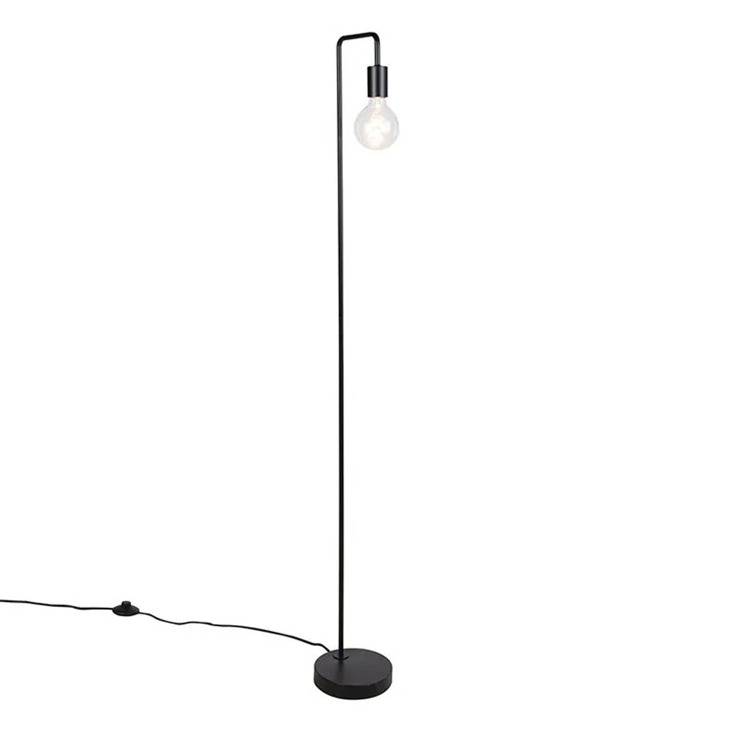 QAZQA Moderne Stehleuchte Schwarz Rund 145cm Facil