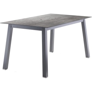 Rechteckiger Sieger Gartentisch, eisengrau/Beton-Optik, 160x90 cm, mit Aluminiumgestell.