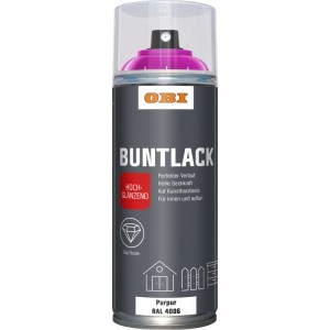 OBI Buntlack Spray, RAL 4006 Purpur, hochglänzend, 400ml Dose.