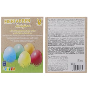 Eierfarben Hochglanz Set mit bunten Farben, Handschuhen und Schellack für glänzende Ostereier.