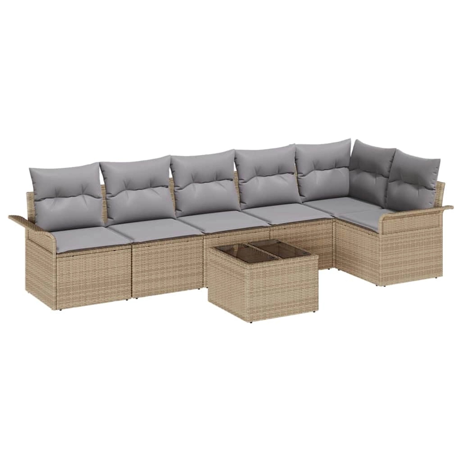 vidaXL Garten-Sofa-Set mit Kissen 7-Tlg Beige Poly Rattan 3345390 günstig online kaufen