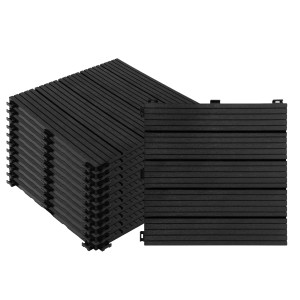 KARAT Terrassenfliesen Claire, grau, 30x30cm, 11er-Set (1m²). Wetterfeste Holzfliesen für Terrasse & Balkon.
