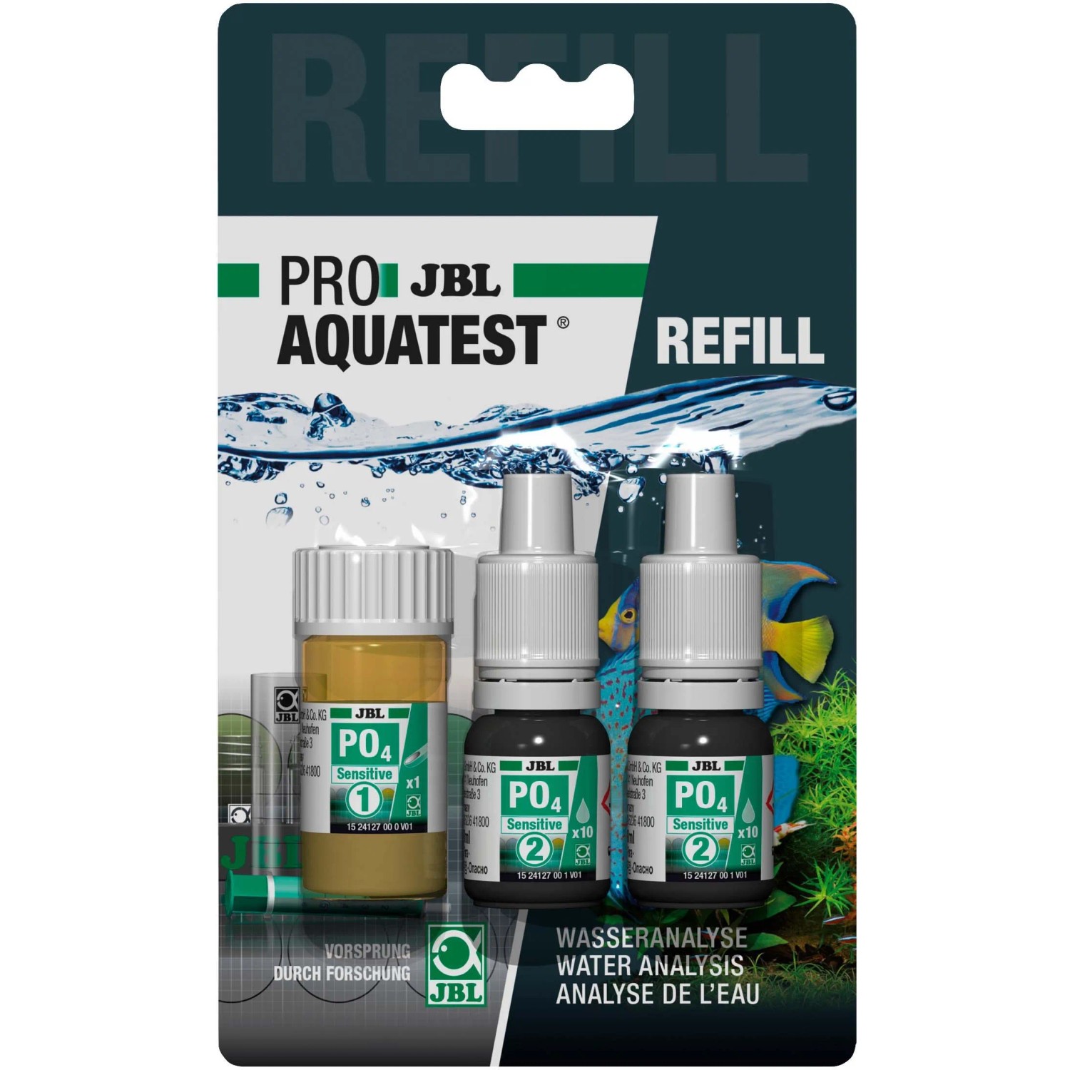 JBL ProAquaTest PO4 Phosphat Sensitiv Refill für Aquarium-Wassertests, Reagenzien für ca. 50 Messungen.