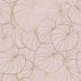 PROFHOME Fototapete Floral in Rosa und Gold mit Blattmuster.
