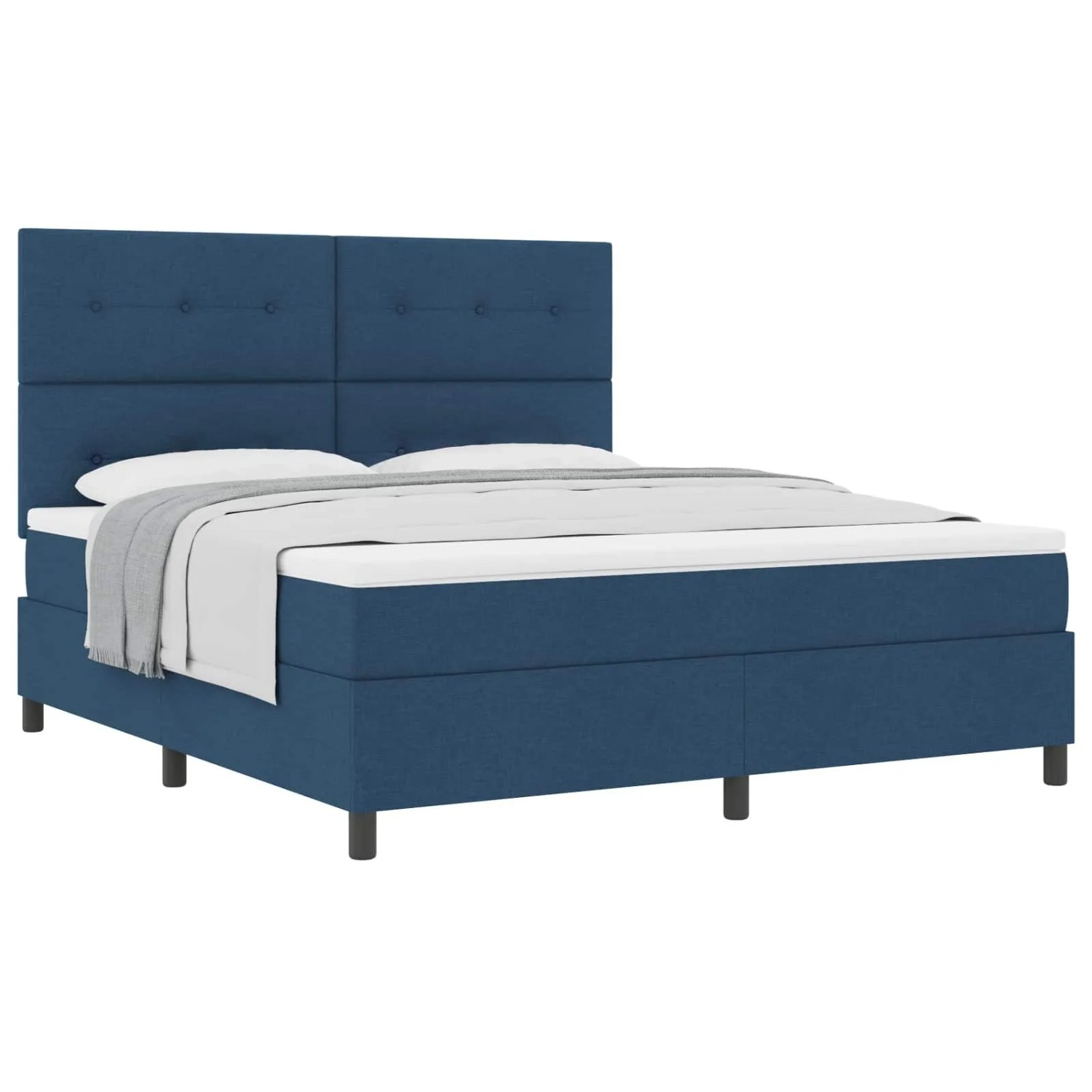 vidaXL Boxspringbett mit Matratze mit Kopfteil Blau 180 x 200 cm Stoff 3339412
