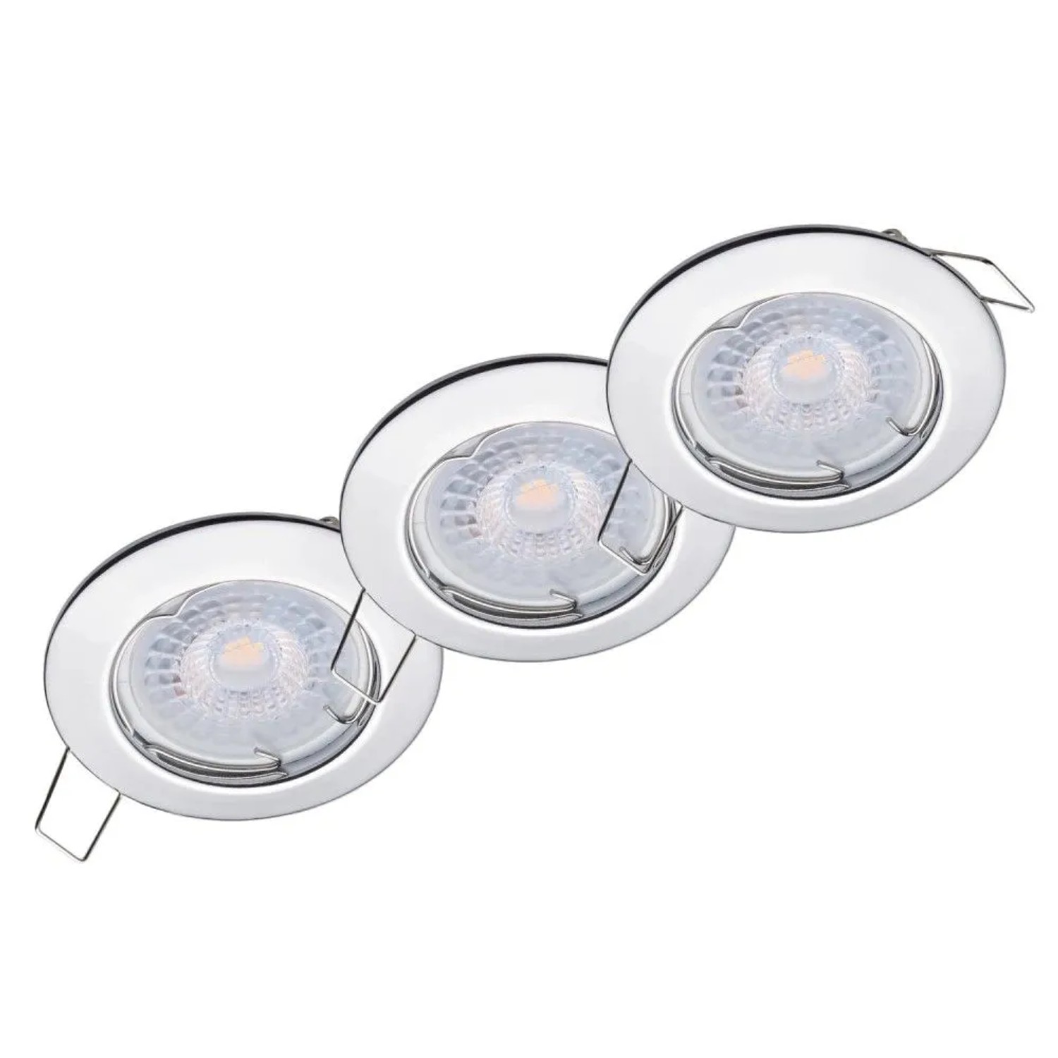 Oktaplex Sedan 3er Set LED-Einbaustrahler Lochmaß Ø 60 mm Chrom-Optik Flach Dimmbar 4000K Neutralweiß 4,9W 230V
