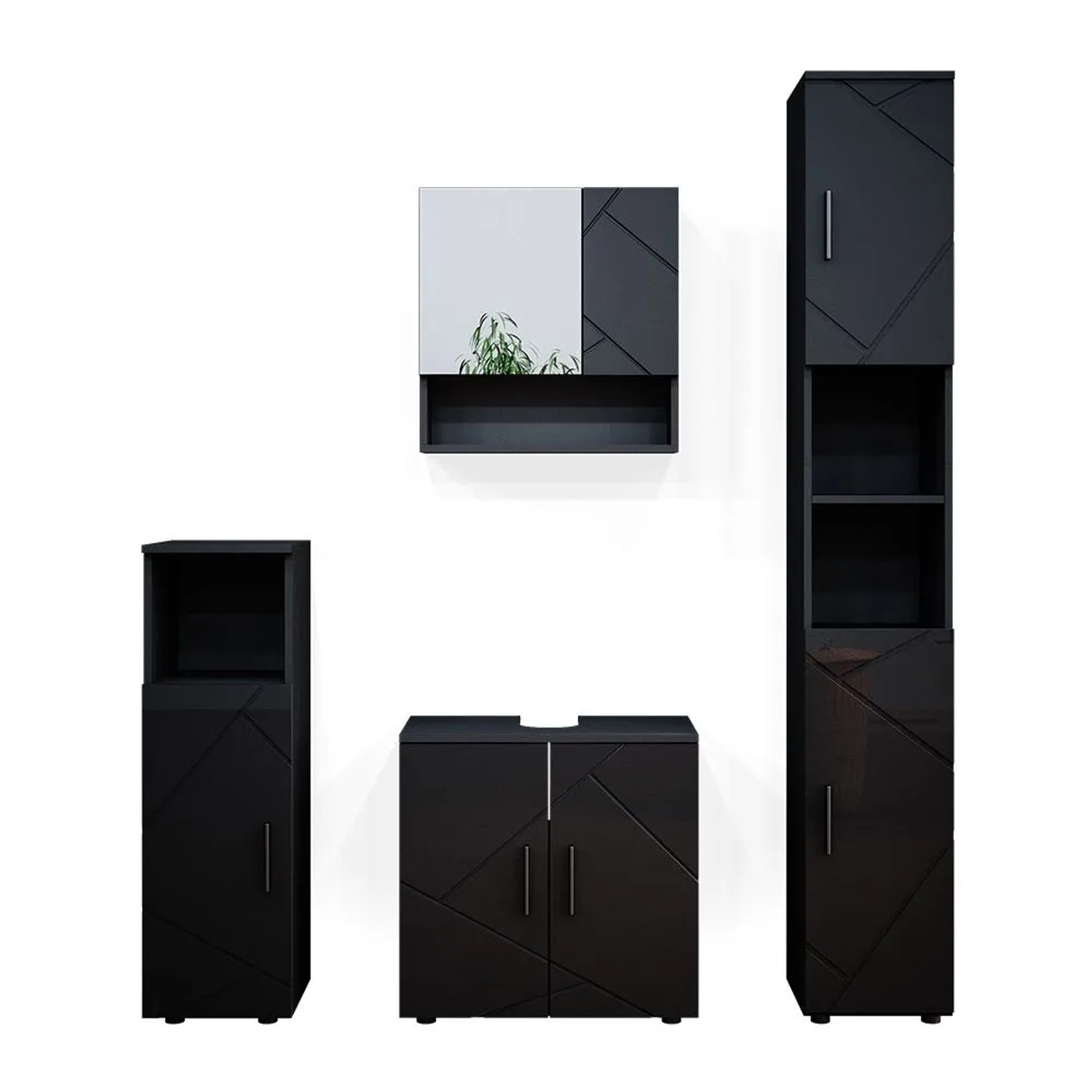 Vicco Badmöbel-Set Irma Anthrazit Hochglanz 60 x 59 4-teilig