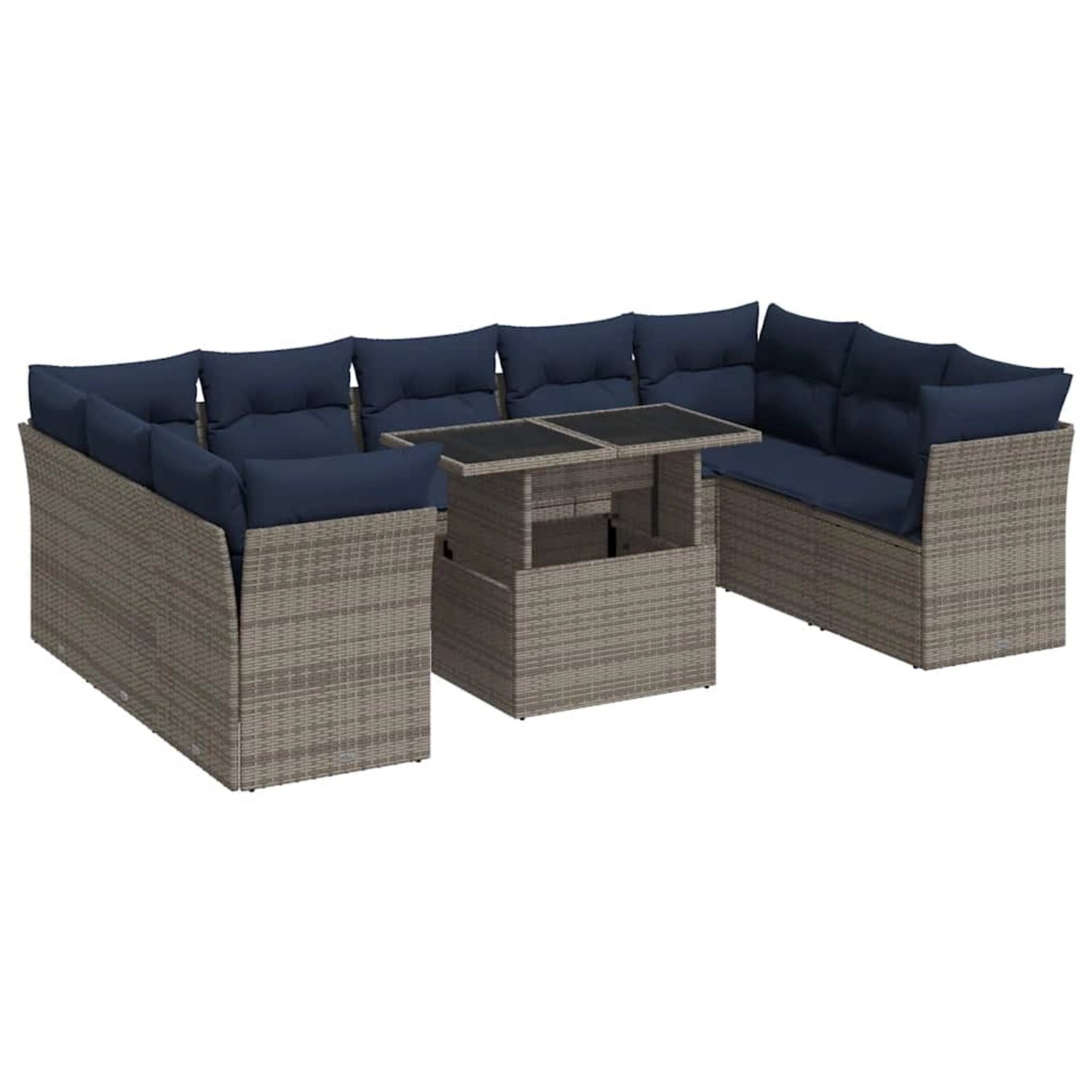 vidaXL 10-Tlg Garten-Sofagarnitur mit Kissen Grau Poly Rattan Akazie 332622 günstig online kaufen