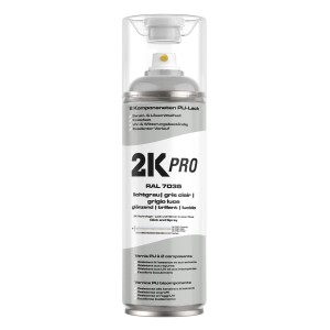 2K PRO Spraydose, 400ml, RAL7035 Lichtgrau Glanz für Autolack & mehr.