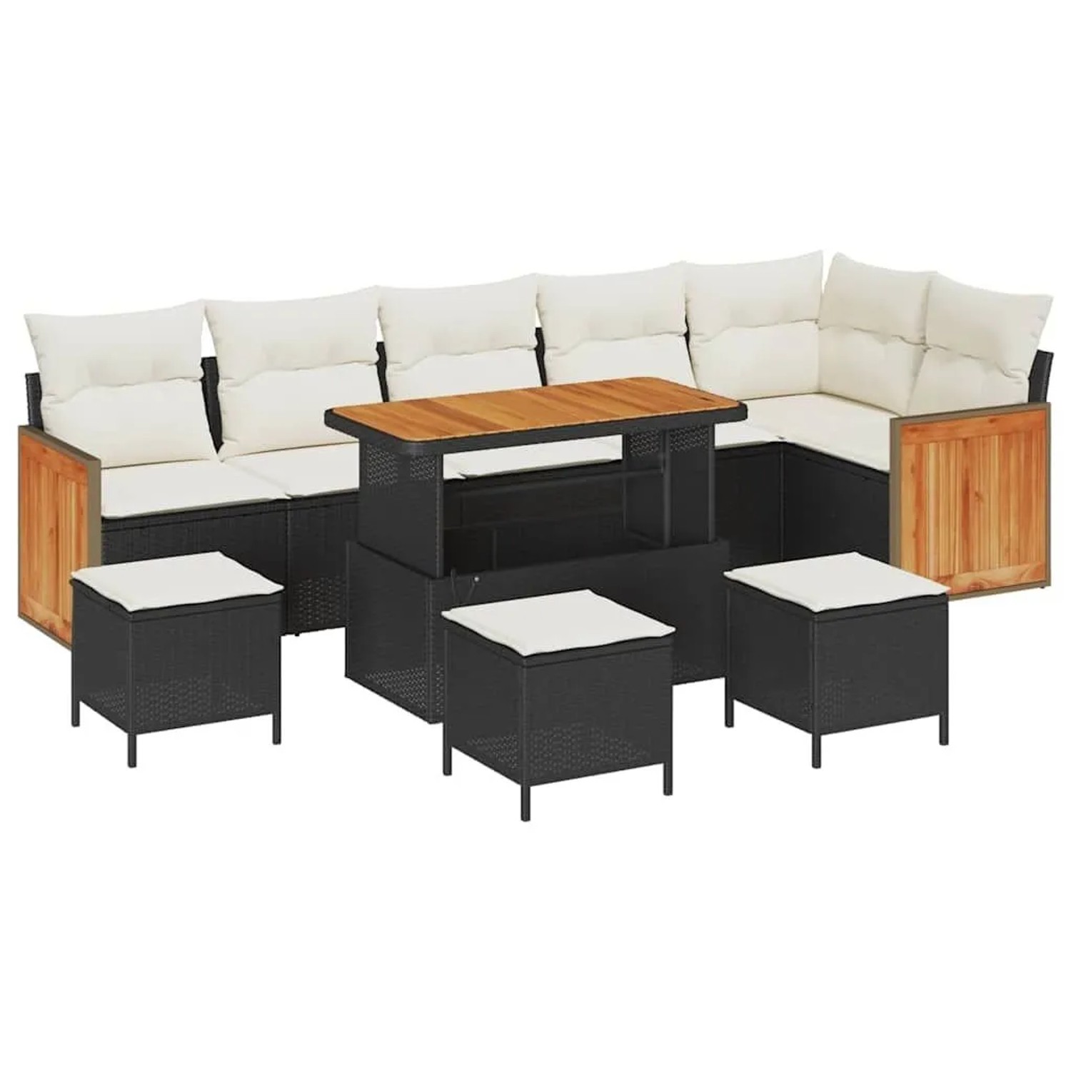 vidaXL Gartensofa-Set mit Kissen 12 Stk Schwarz und Creme Poly-Rattan 33652 günstig online kaufen