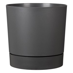 Scheurich Pflanztopf Plano+ in Metallic Grey, 28,79x29 cm, mit integriertem Untersetzer.