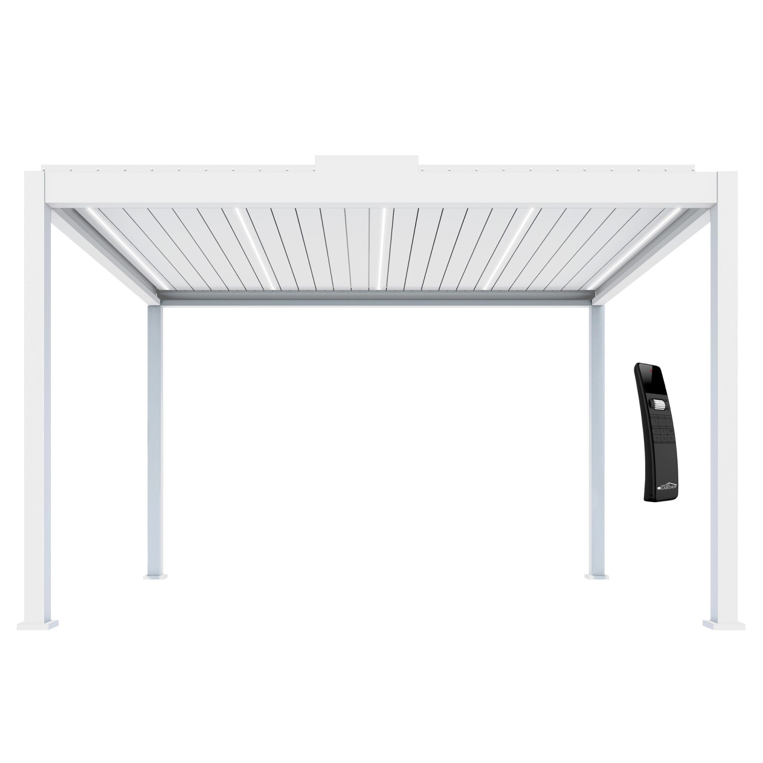 Dreamgarden Pergola 4 x 3 x 2,5 m Florenz Elektrisch Weiß Lamellendach günstig online kaufen