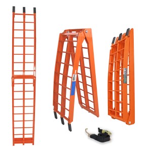 TRUTZHOLM klappbare Auffahrrampe, 180 cm, orange, für Autoanhänger. Traglast 340 kg.