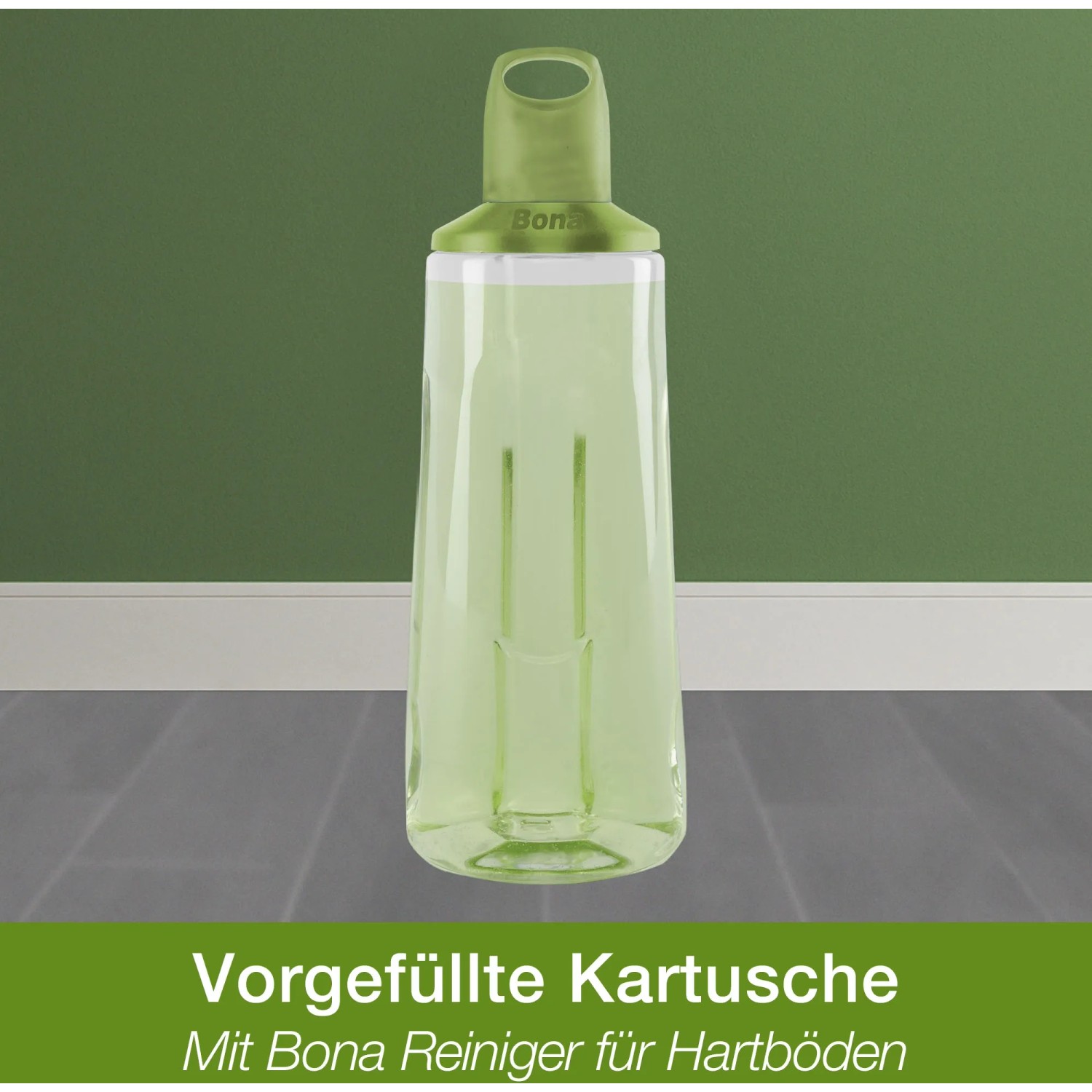 Bona Premium Spray Mop Kartusche für Hartböden, gefüllt mit Reiniger.