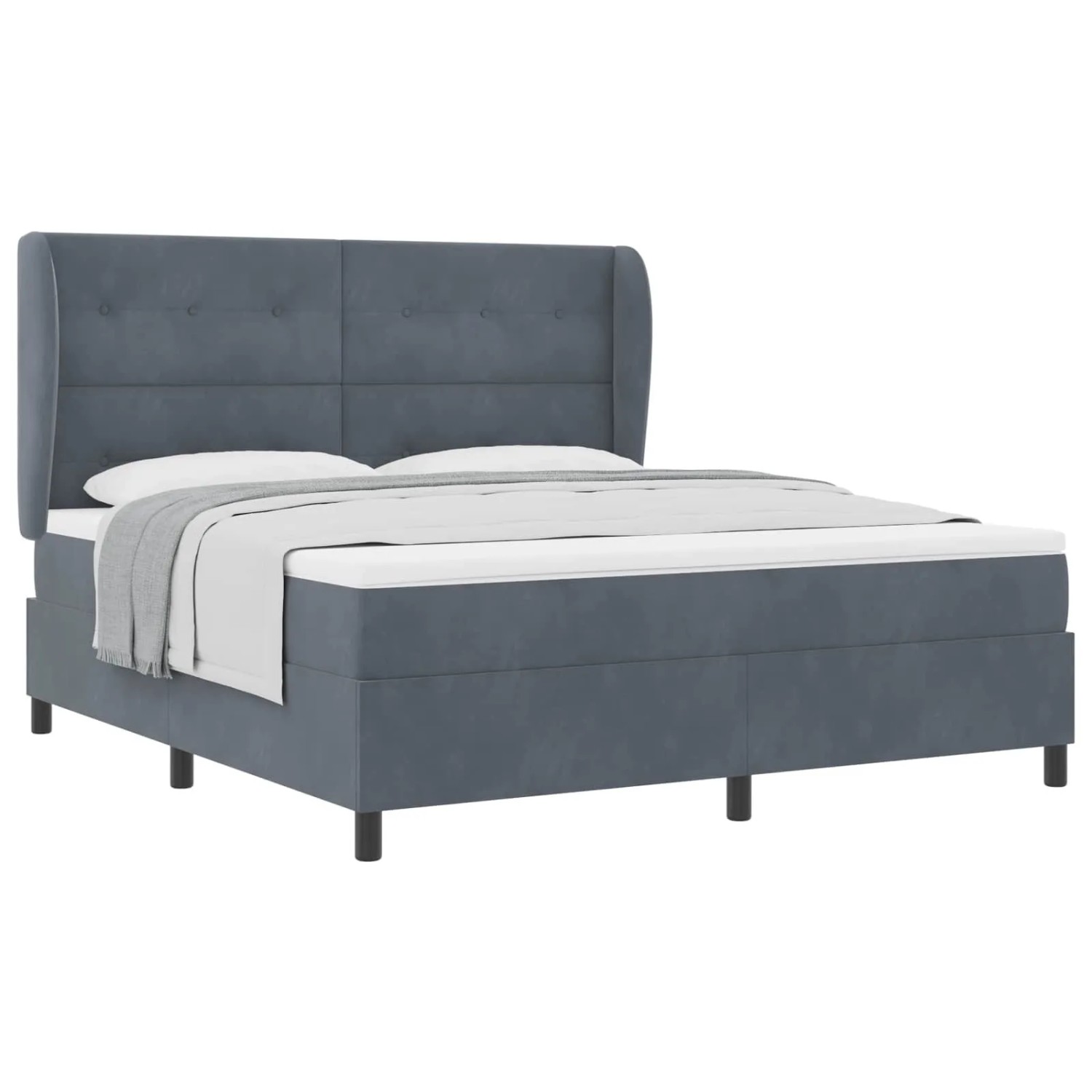 vidaXL Boxspringbett mit Matratze Dunkelgrau 200 x 180 cm Polyester 3340941