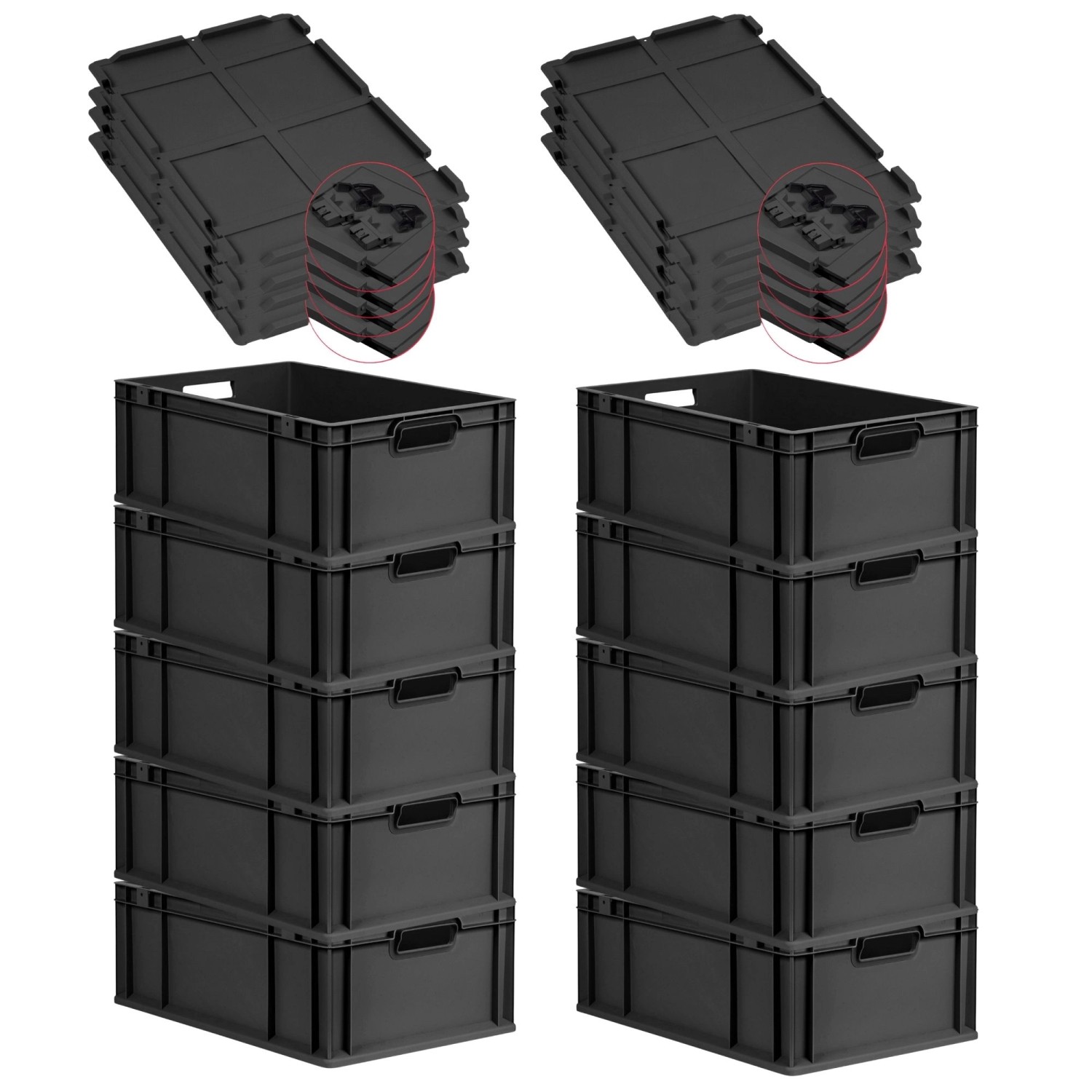 PROREGAL SuperSparSet 10x Eurobox Nextgen Grip Mit Scharnierdeckel Und Schw günstig online kaufen