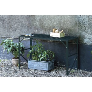 Grüner Halls Tisch, freistehend, aus Alu, 121x52 cm, für Gewächshaus & Garten.