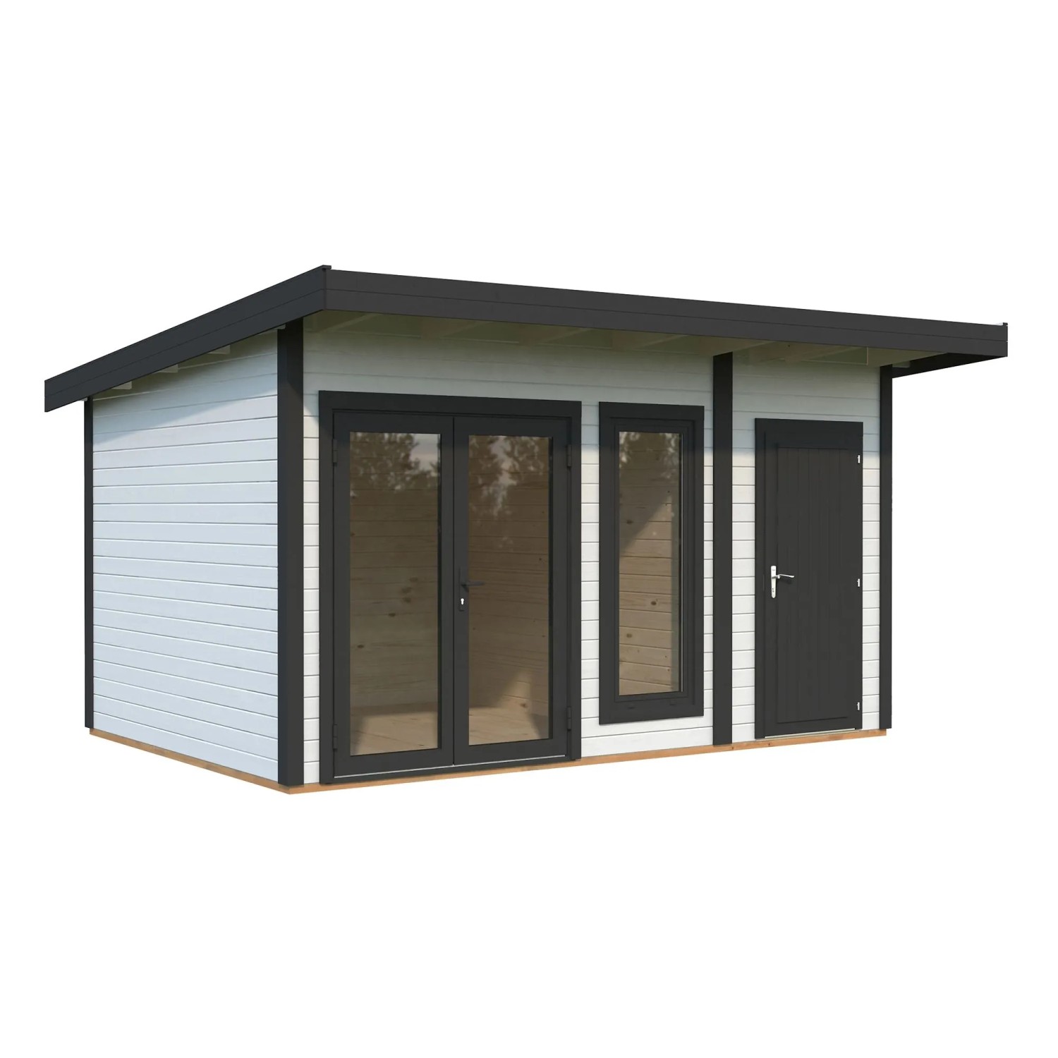 Palmako Holz-Gartenhaus Aurelia Pultdach Weiß Lackiert 436 cm x 300 cm 12,4 m²