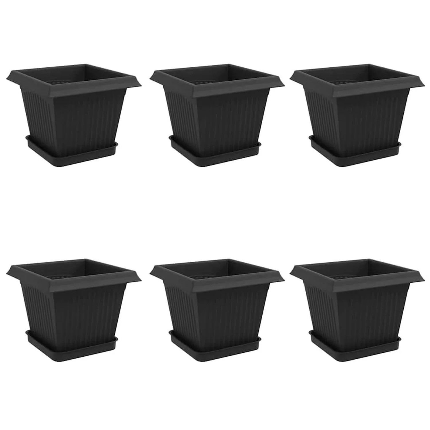 vidaXL Blumentöpfe 6 Stk Schwarz 20 x 20 x 16 cm Kunststoff 3403298