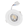 Weißer, runder LUXULA LED Einbauspot, schwenkbar, warmweißes Licht, mit Anschlusskabel.
