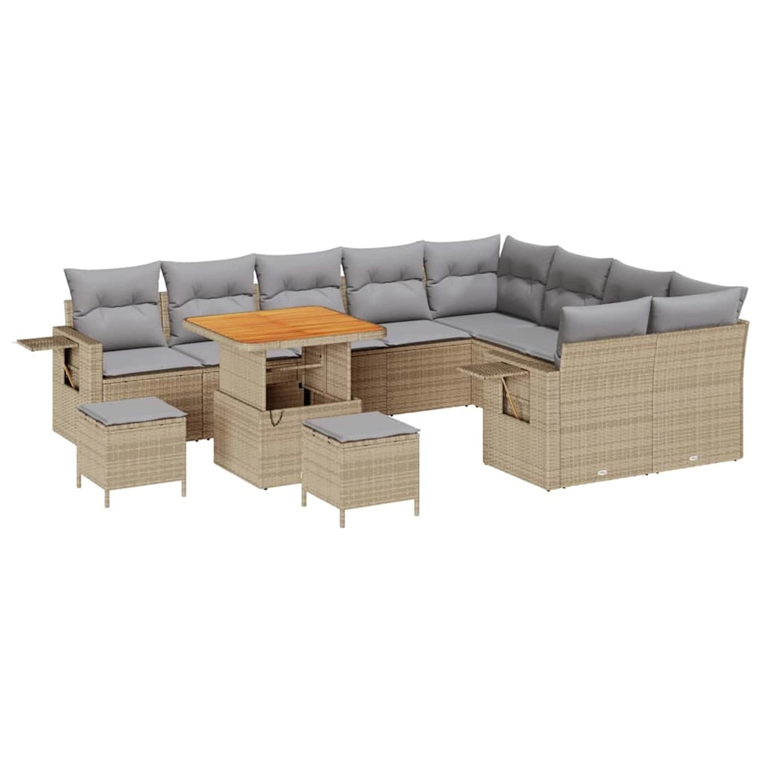 vidaXL Garten-Sofa-Set 12-Tlg Beige Poly Rattan 3361782 günstig online kaufen