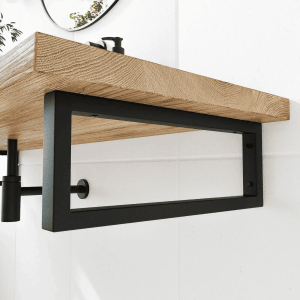 HEVVA Waschtischhalterung RHEIN 15 cm Hoch 40 cm Tief 2er Set Schwarz