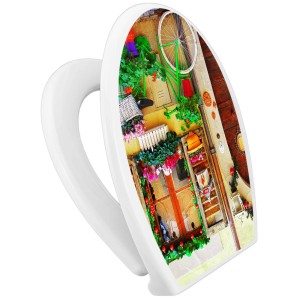 Banjado WC-Sitz Familie mit grünem Fahrrad Motiv, Absenkautomatik, Kindersitz, Polypropylen.