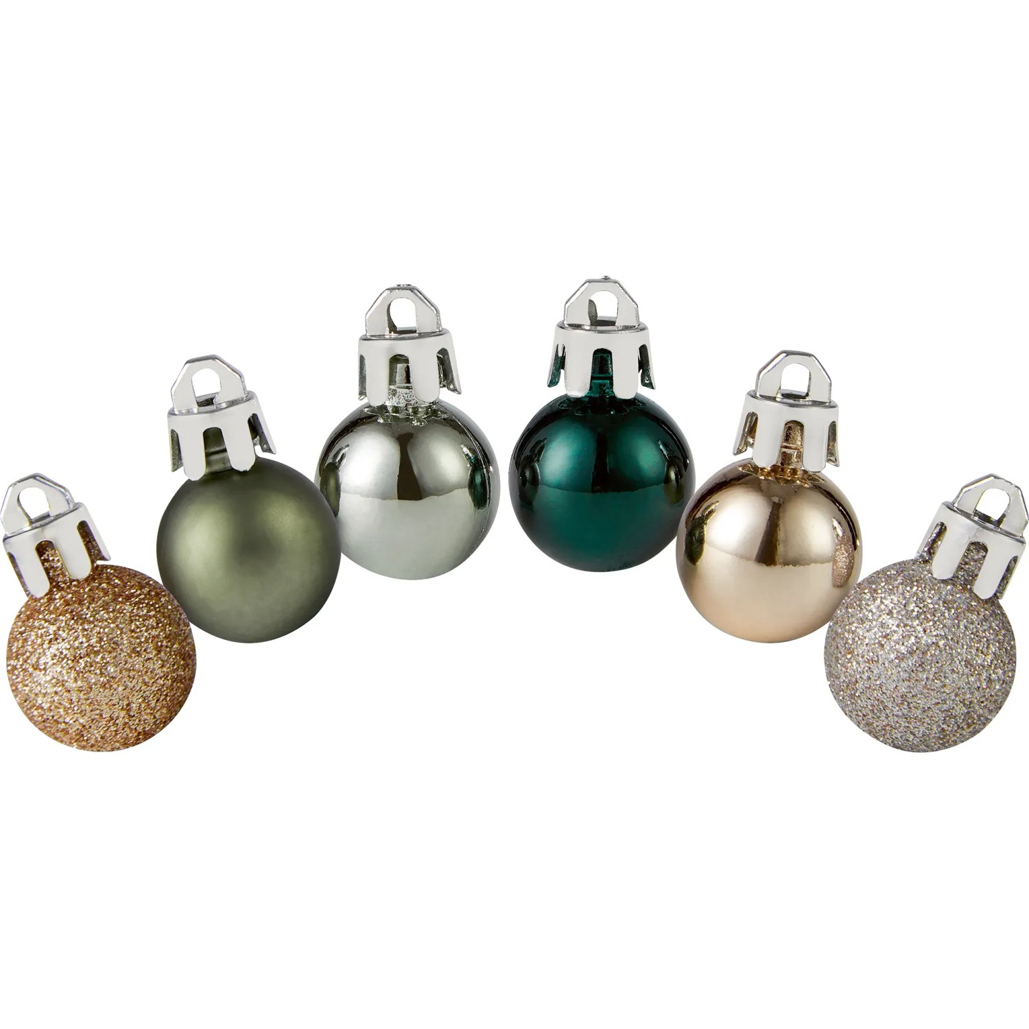 Christbaumkugel-Set Kunststoff Ø 2 cm 36-teilig Gold-Grün-Silber
