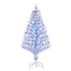 HOMCOM künstlicher Weihnachtsbaum, 120cm, mit LED-Sternen und Glasfaser-Beleuchtung.