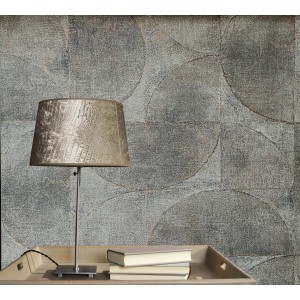 Marburg Vliestapete Vintage Deluxe mit geometrischem Muster in Dunkelgrau-Blau.