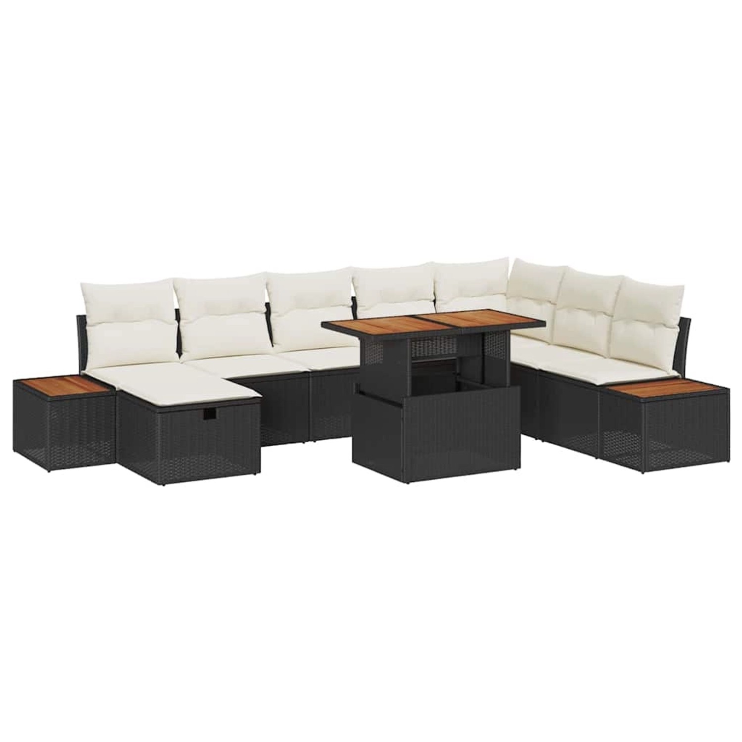 vidaXL Garten-Sofa-Set 9-Tlg Schwarz Poly Rattan 3361419 günstig online kaufen