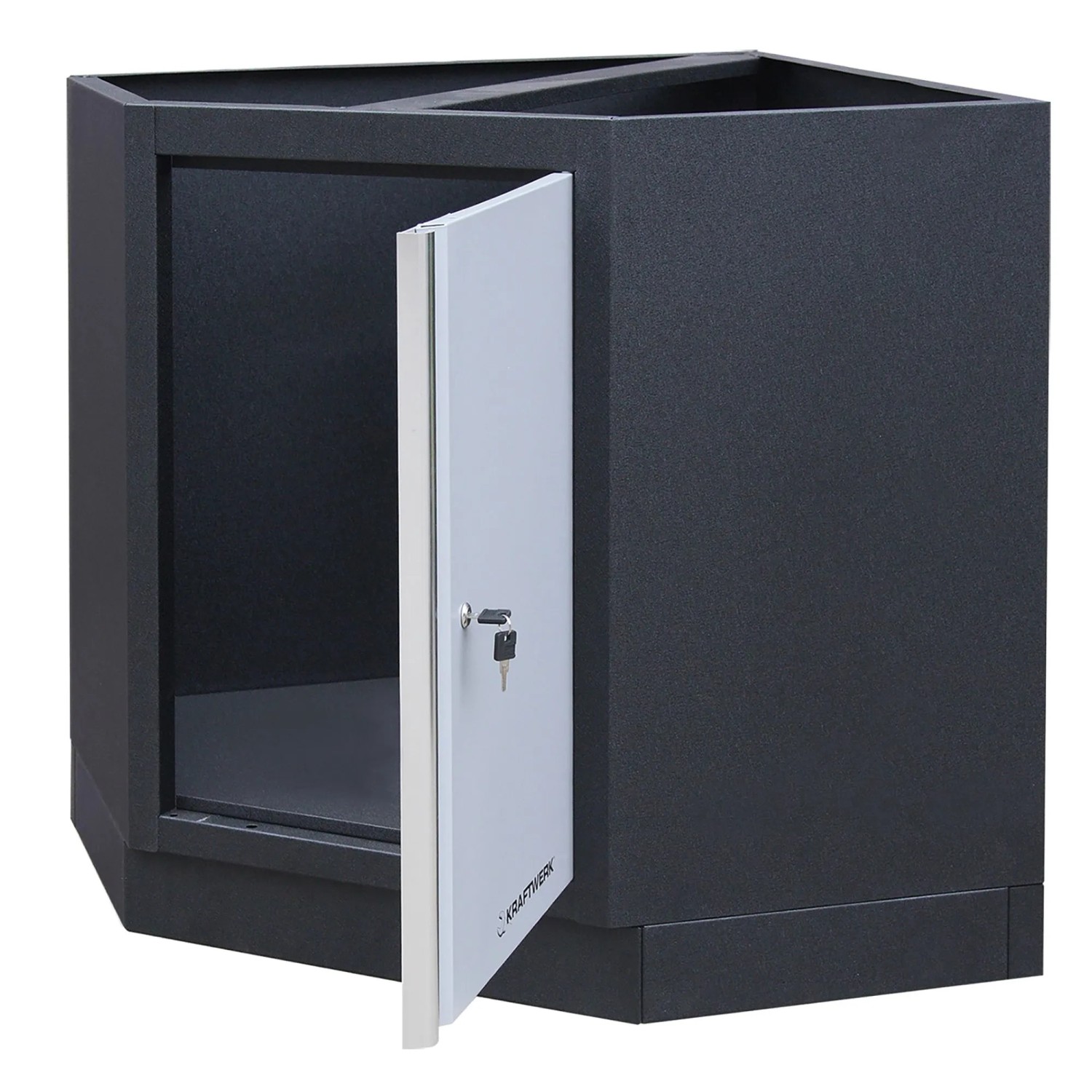 Kraftwerk Unterschrank Mobilio Eck 91 cm x 86,4 cm Silber-Schwarz