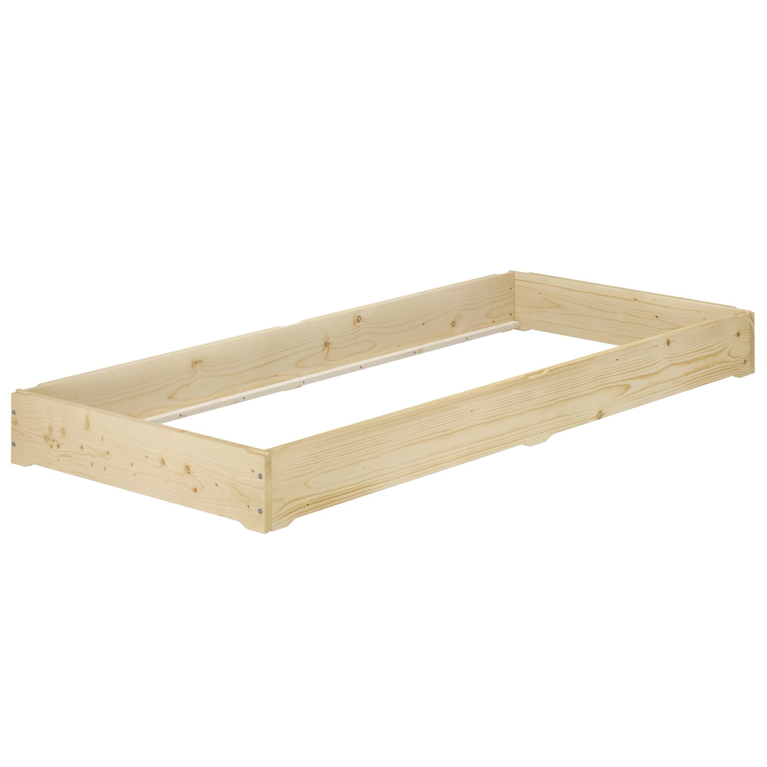 Stapelbett aus Fichte, geölt, 100x200 cm, ohne Rollrost/Matratze. Massivholzbett für Jugend- oder Gästezimmer.