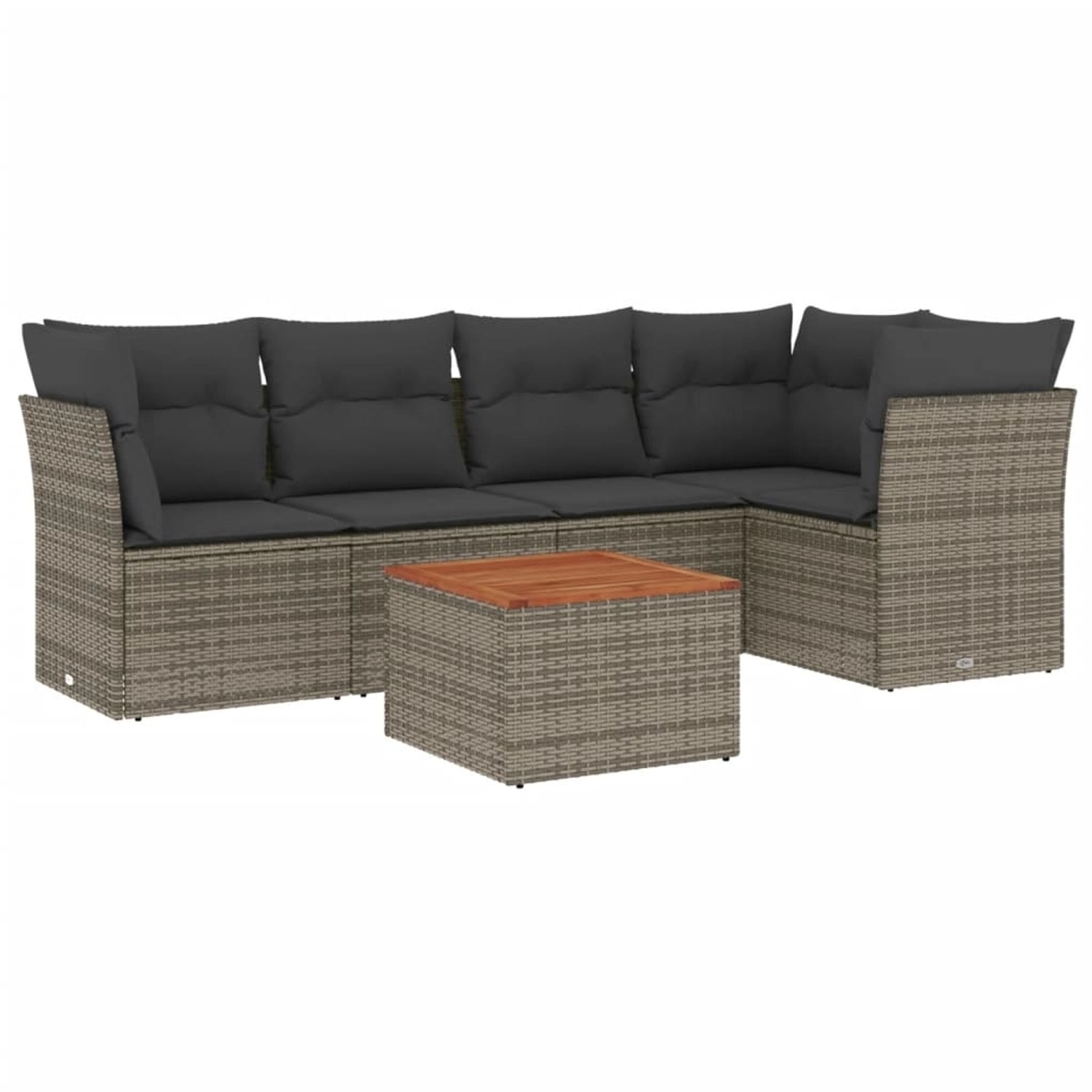 vidaXL 6-Tlg Garten-Sofagarnitur mit Kissen Grau Poly Rattan 3255962 günstig online kaufen