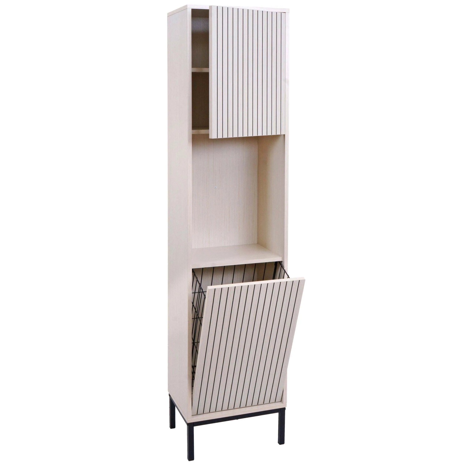 Mcw Hochschrank O42 Mdf Melamin 174x39x30cm Holzoptik Beige