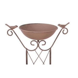Dekorative, braune Vogeltränke aus Eisen mit Vogel-Figuren für Garten und Terrasse.