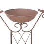Dekorative, braune Vogeltränke aus Eisen mit Vogel-Figuren für Garten und Terrasse.