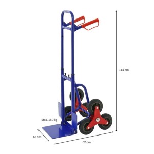 Blaue PROREGAL Treppensackkarre mit Sicherheitsgriffen, Standardschaufel, Traglast 200kg.
