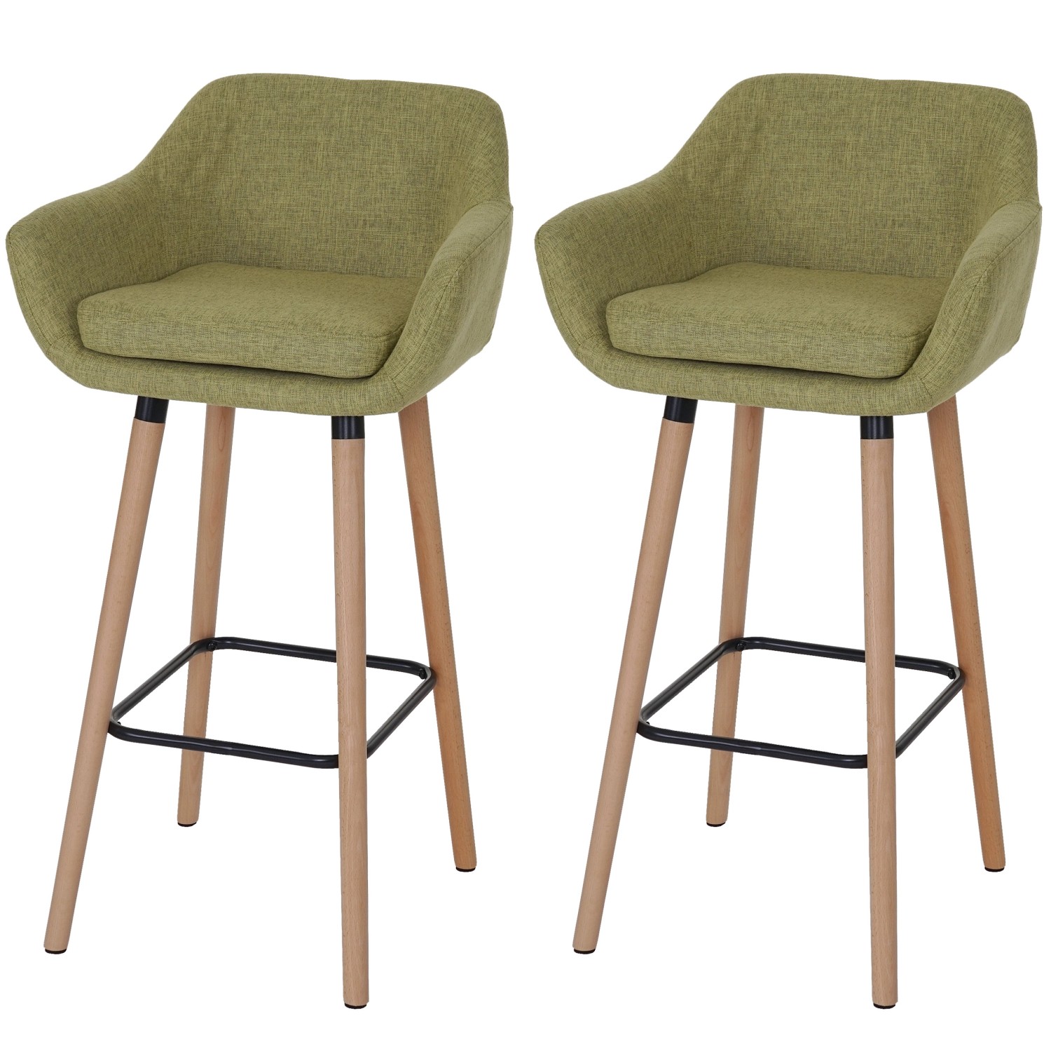 PROREGAL 2er-Set Barhocker Oslo Mit Lehne Sitzhöhe 79cm Textil Hellgrün Bar günstig online kaufen