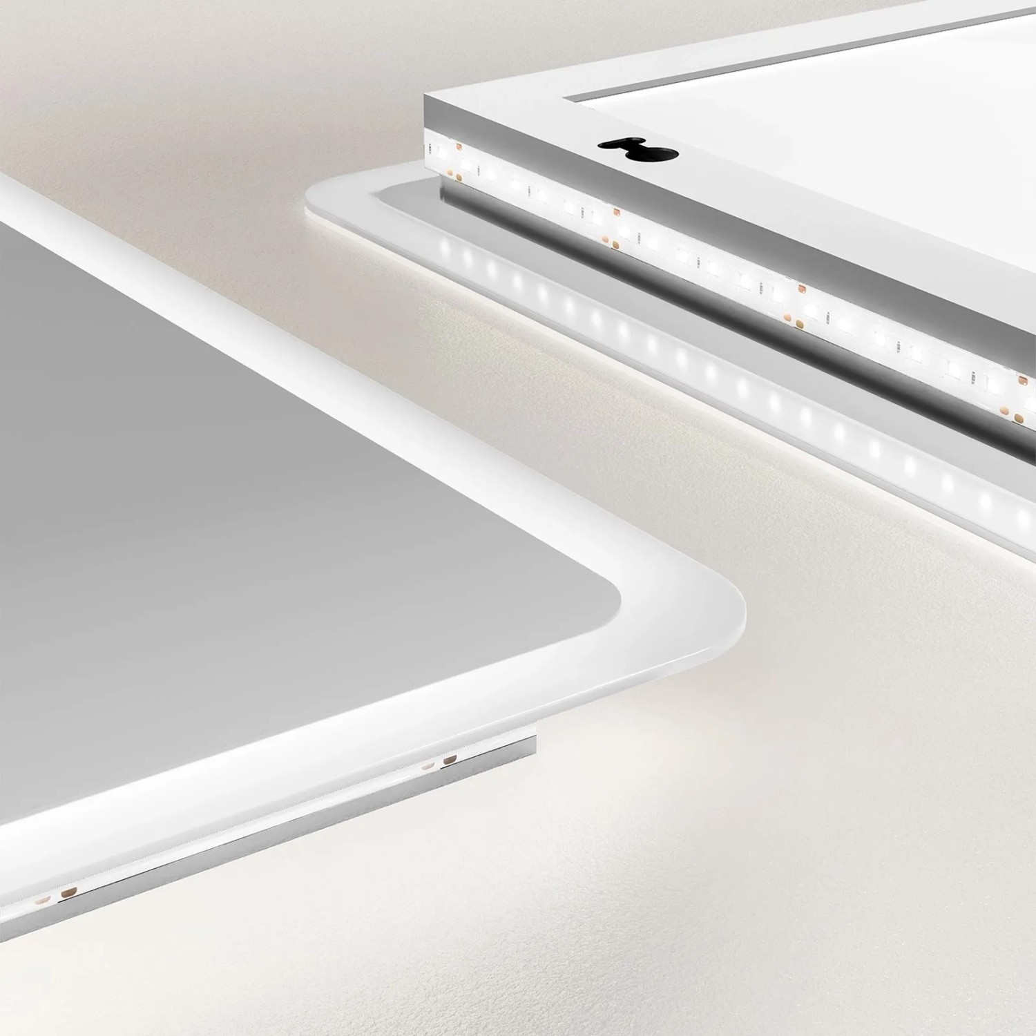 Emke Badspiegel mit 3-fache Vergrößerung 80 x 60 cm LED Spiegel mit Beschlagfrei Uhr Kaltweißes Licht_4