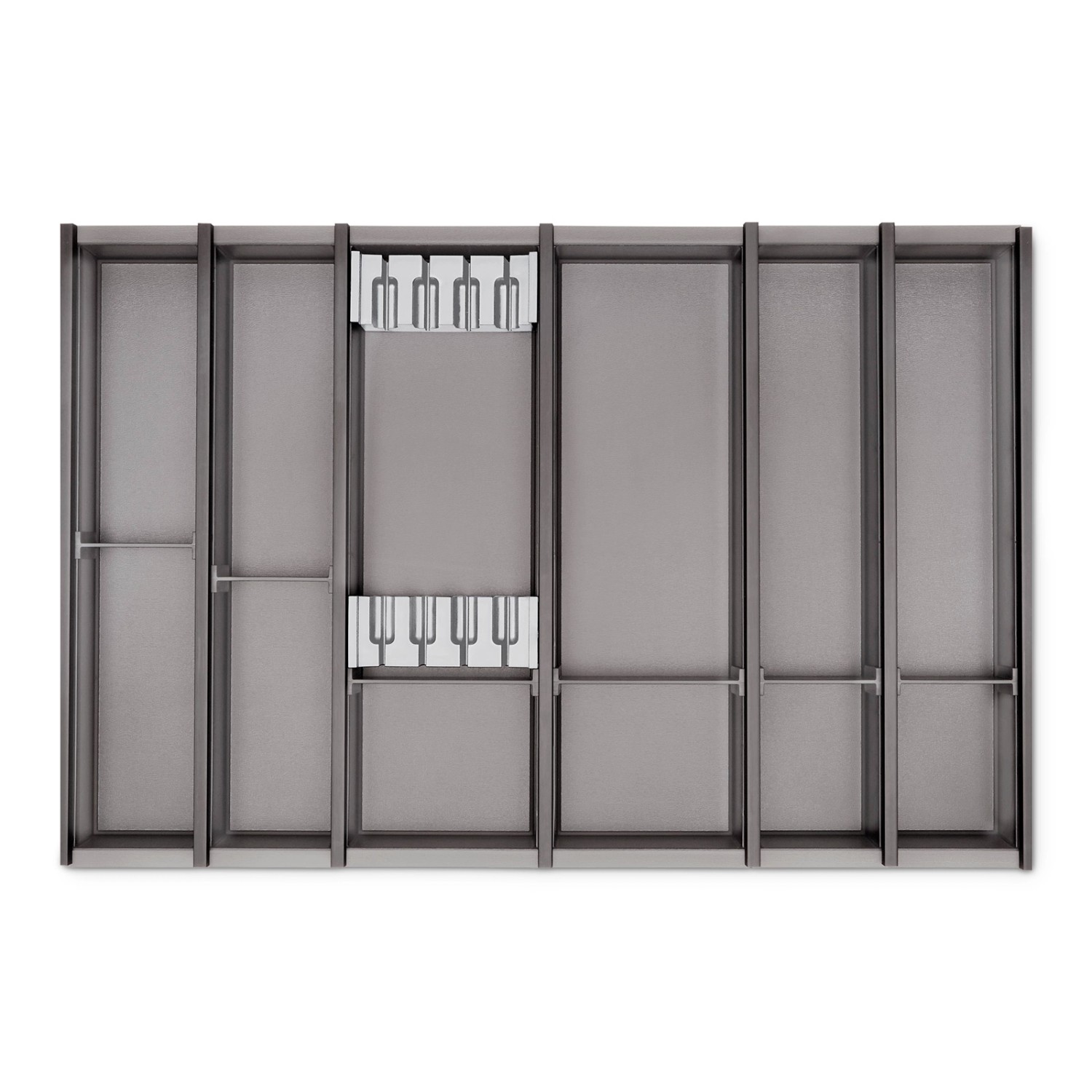 SOTECH Cuisio Besteckeinsatz 55mm Transluzent Graphitgrau mit Messerblock Für Blum Legrabox 473mm mit Korpusbreite 800mm